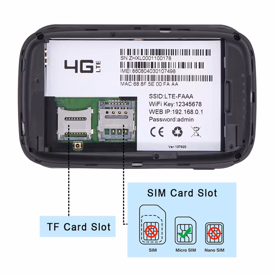 LTE 3G / 4G Mifi Wireless Hotspot Modem Pocket WiFi Router con ranura para tarjeta SIM y batería incorporada de 2300mAh
